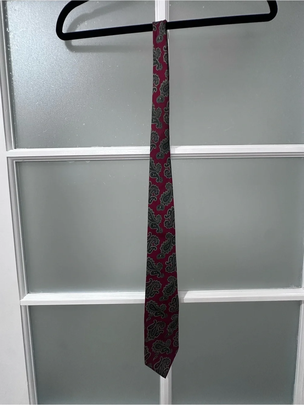 Vintage Christian Dior Monsieur 100% Silk Paisley Tie Burgundy Red Made in Italy